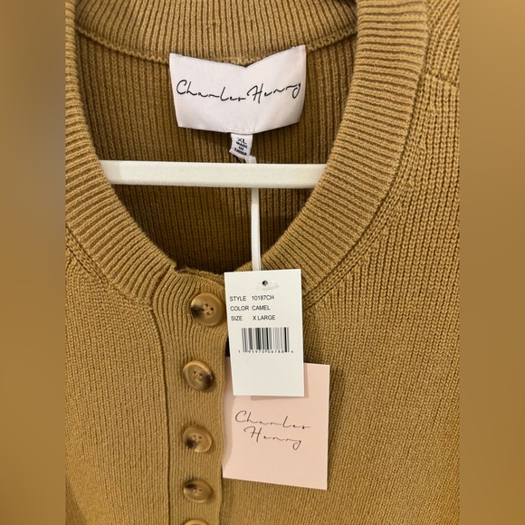 Belted Henley Long Sleeve Sweater Dress XL - Picture 7 of 8